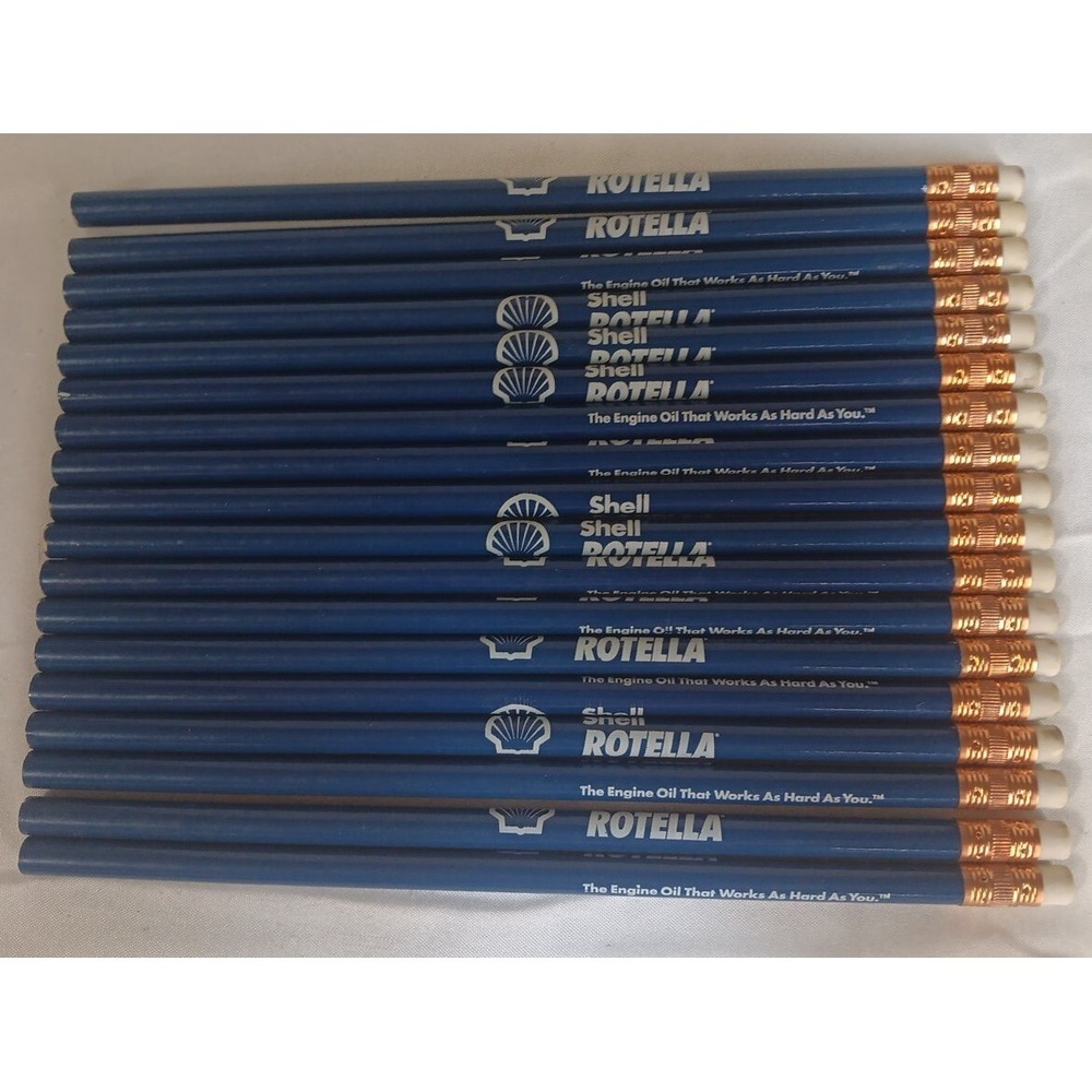 Shell Rotella Advertising Pencils 18 Wood Unsharpened Blue White READ